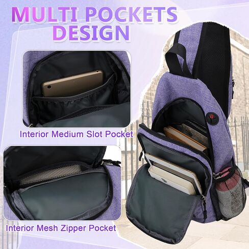 VX VONXURY Sling Backpack Men, Multipurpose Crossbody Bags for Women Trendy Lightweight Chest Bag for Travel Hiking Cycling in Saudi Arabia