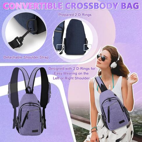 VX VONXURY Sling Backpack Men, Multipurpose Crossbody Bags for Women Trendy Lightweight Chest Bag for Travel Hiking Cycling in Saudi Arabia