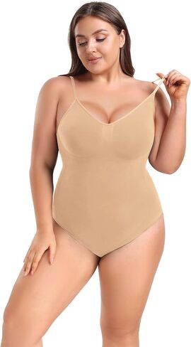 BLEVONH Womens Bodysuit Tummy Control Shapewear Spaghetti Strap Bodycon Seamless Body Shaper Plus Size in Saudi Arabia