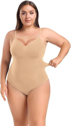 BLEVONH Womens Bodysuit Tummy Control Shapewear Spaghetti Strap Bodycon Seamless Body Shaper Plus Size in Saudi Arabia