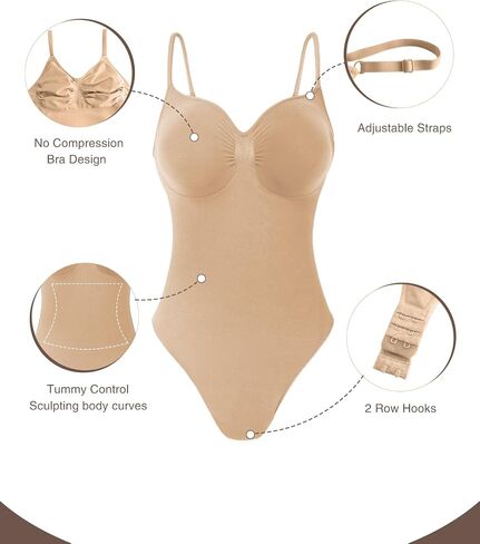 BLEVONH Womens Bodysuit Tummy Control Shapewear Spaghetti Strap Bodycon Seamless Body Shaper Plus Size in Saudi Arabia