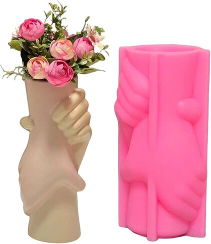 Hand in Hand Vase Cement Clay Mold Plaster Flower Pot Silicone Mold Concrete Succulent Flowerpot Pen Holder Epoxy Resin Mold in Saudi Arabia