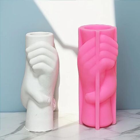 Hand in Hand Vase Cement Clay Mold Plaster Flower Pot Silicone Mold Concrete Succulent Flowerpot Pen Holder Epoxy Resin Mold in Saudi Arabia