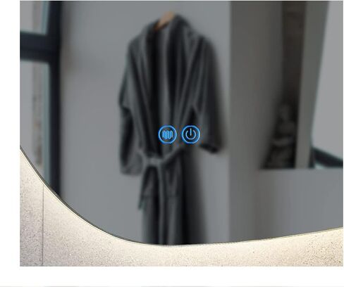 مرآة LED مثبتة على الحائط للحمام، شكل غير منتظم بدون إطار، 24 بوصة طول × 32 بوصة عرض، وظيفة إزالة الضباب، مرآة زينة قابلة للتعتيم، مقاومة للماء، لون LED منظم، مستشعر يعمل باللمس، مضاد للضباب in Saudi Arabia