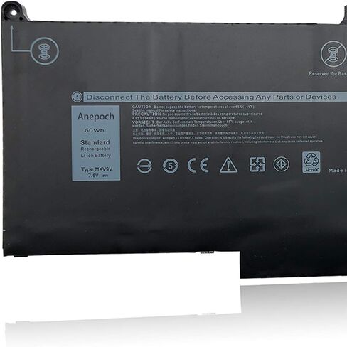 بطارية الكمبيوتر المحمول MXV9V متوافقة مع Dell Latitude 5300 5310 7300 7400 E5300 E7300 E7400 Series Notebook 5VC2M 05VC2M 829MX 0829MX 7.6V 60Wh 7500mAh 4-Cell in Kuwait