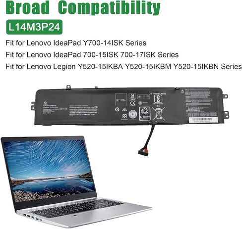 L14M3P24 5B10H41181 5B10H41180 Laptop Battery Replacement for Lenovo IdeaPad Y700-14ISK 700-15ISK Legion Y520-15IKBA Y520-15IKBM Y520-15IKBN Series L14S3P24 L16S3P24 L16M3P24 11.1V 45Wh in Saudi Arabia