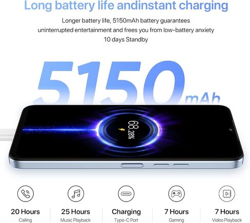UMIDIGI G3 MAX 8+128GB Android 13 هاتف خلوي غير مقفل، هاتف ذكي بكاميرا AI فائقة الوضوح 50 ميجابكسل، شاشة FHD 6.6 بوصة، هاتف Android، بطارية ضخمة 5150 مللي أمبير في الساعة، دعم الهاتف المحمول قابل للتوسيع حتى 1 تيرابايت... in Kuwait