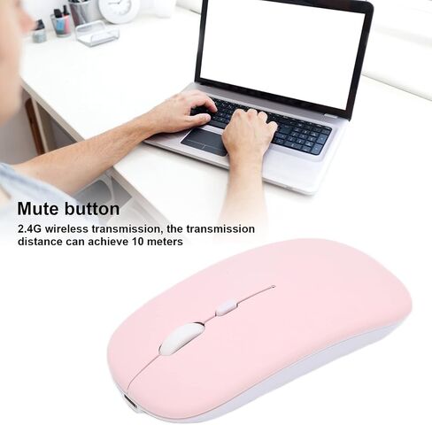 Zunate 2.4G Mouse, Portable Smart Cordless Mouse, Builtin Rechargeable Battery, with BT Receiver and Charging Cable, for Office, Laptop, Computer, Tablet, Gifts (Dual Mode) in Saudi Arabia