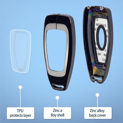 Carbon Fiber Pattern zinc Alloy Smart Key Case Cover Compatible with Ford C-MAX Escape Fiesta Focus RS Fusion Keyless Car Remote Accessory in Saudi Arabia