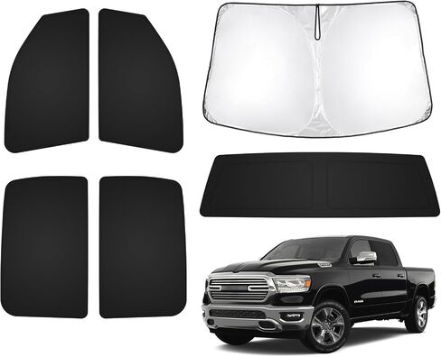 T TGBROS Privacy Sunshade Custom Fit for 2019-2023 Ram 1500 Crew Cab Accessories Windshield Side Rear Window Full Set Car Sun Shades Foldable Blocks UV Rays Keeps Your Vehicle Cool 6PCS in Saudi Arabia