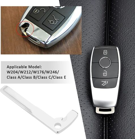 2Pcs Car Key Blade Blank Vehicle Smart Remote Key Blank Uncut Blade Compatible with Mercedes W204 W212 W176 W246 Silver 49x19mm in Saudi Arabia
