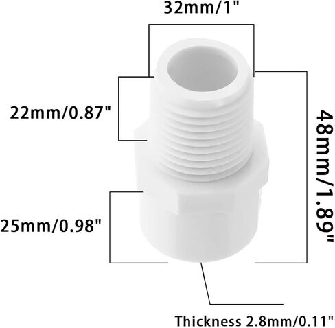 10 Pack PVC Male Adapter Pipe Fittings SAFYY PVC Hose Fitting (Socket x Male Pipe Thread) 2-Way PVC Hose Adapter Coupling 32mm(1'') in Saudi Arabia