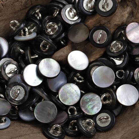 10 قطع أزرار أصلية من عرق اللؤلؤ باللون الأسود مع أزرار MOP من اللؤلؤ الطبيعي للقمصان والفساتين والتنانير البولو DIY Craft (قطر 11.5 مم) in Kuwait