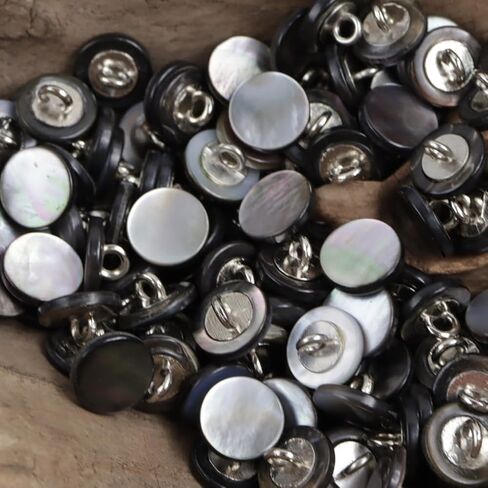 10 قطع أزرار أصلية من عرق اللؤلؤ باللون الأسود مع أزرار MOP من اللؤلؤ الطبيعي للقمصان والفساتين والتنانير البولو DIY Craft (قطر 11.5 مم) in Kuwait
