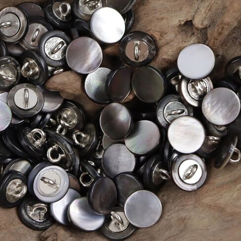 10 قطع أزرار أصلية من عرق اللؤلؤ باللون الأسود مع أزرار MOP من اللؤلؤ الطبيعي للقمصان والفساتين والتنانير البولو DIY Craft (قطر 11.5 مم) in Kuwait