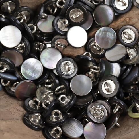 10 قطع أزرار أصلية من عرق اللؤلؤ باللون الأسود مع أزرار MOP من اللؤلؤ الطبيعي للقمصان والفساتين والتنانير البولو DIY Craft (قطر 11.5 مم) in Kuwait