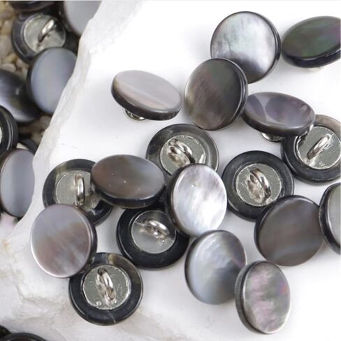 10 قطع أزرار أصلية من عرق اللؤلؤ باللون الأسود مع أزرار MOP من اللؤلؤ الطبيعي للقمصان والفساتين والتنانير البولو DIY Craft (قطر 11.5 مم) in Kuwait