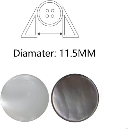 10 قطع أزرار أصلية من عرق اللؤلؤ باللون الأسود مع أزرار MOP من اللؤلؤ الطبيعي للقمصان والفساتين والتنانير البولو DIY Craft (قطر 11.5 مم) in Kuwait