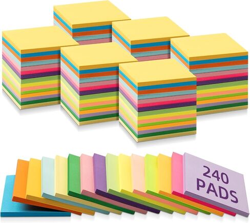 240 Pads 3 x 3 Inch Sticky Notes Notepads Multi Bright Colors Self Sticky Pads Post Notes for Students Teachers School Office Supply Desk Accessory 15 Colors, 50 Sheets Each (Neon,Blank) in Saudi Arabia