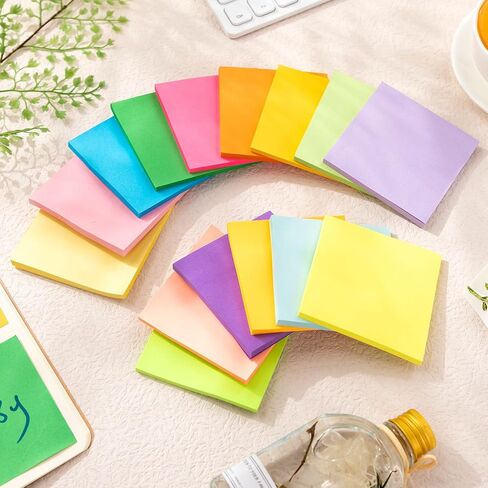 240 Pads 3 x 3 Inch Sticky Notes Notepads Multi Bright Colors Self Sticky Pads Post Notes for Students Teachers School Office Supply Desk Accessory 15 Colors, 50 Sheets Each (Neon,Blank) in Saudi Arabia
