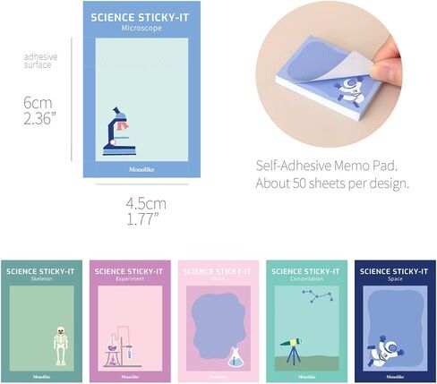 Monolike Science Sticky-it - 6p Set Self-Adhesive Memo Pad 50 Sheets in Saudi Arabia