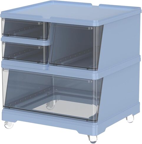 vacane Boys Wide 4 Drawer Plastic Storage Cart with Removable Caster Wheels Cosmetic Drawers Organizer, Rolling Storage Cart for Bathroom, Office, Bedroom-Blue in Saudi Arabia