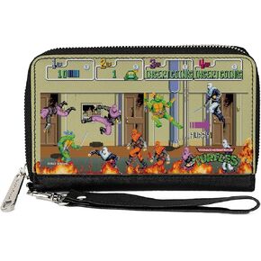 Nickelodeon Wallet, Zip Around, Teenage Mutant Ninja Turtles 8 Bit Video Battle Scene, Vegan Leather