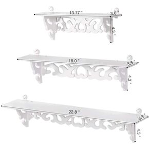 Wall Storage Rack, White Decoration Display Wall Shelf Wall Mount for Living Room