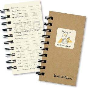 Write it Down series by Journals Unlimited, Guided Journal, Beer, A Beer Journal, Mini-Size 3"x5.5", Kraft Hard Cover, Made in USA