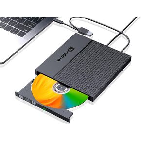 External CD/DVD Drive for Laptop, USB 3.0 Type-C USB Portable player for Laptop CD DVD +/-RW Disk Drive CD ROM Burner Writer CD/DVD Burner Reader Compatible with Desktop Windows Linux Apple