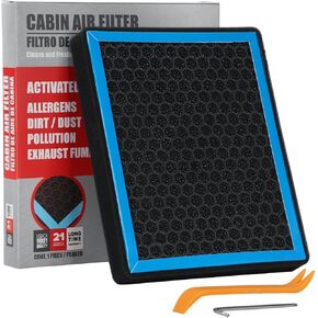 CF10374 Cabin Air Filter with Nutshell Activated Carbon Compatible with T2005-2021 Toyota Tacoma, Dodge Dart, Pontiac Vibe 2005-2023.