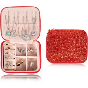 Jewelry Box, Jewelry Travel Case for Women, Bling Bling Gifts for Girls, Small Jewelry Organizer box for Rings, Earrings, Bracelets