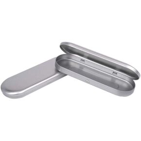 2 Pack Silver Pen Case Simple Metal Pencil Case Mini Hinged Tin Box Makeup Brushes Organizers Nail Clipper Nipper Storage the Office Home Container Organizer Supplies