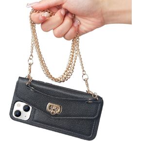 LUVI Compatible with iPhone 13 Case with Card Holder Wallet for Women with Crossbody Neck Strap Lanyard Purse Handbag Shoulder Strap PU Leather Luxury Fashion 3D Crocodile Snake Skin Case White