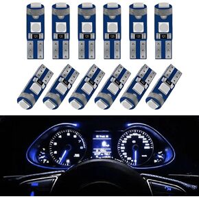 12 قطعة لمبة T5 LED، مصابيح إضاءة LED، 3030 رقاقة فائقة السطوع 74 73 37 2721 لمبات إضاءة LED Canbus خالية من الأخطاء لمقياس لوحة أجهزة قياس لوحة أجهزة القياس التلقائية (أخضر)