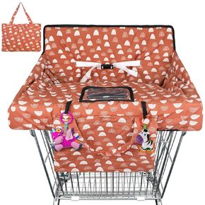 Floral Shopping Cart Cover & Grocery Cart Cover for Baby, Portable 2-in-1 High Chair Cover with Safety Harness, Multifunctional Cart Covers for Babies with Clear Phone Pouch