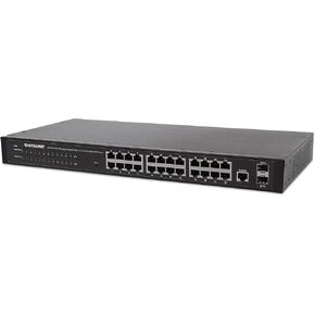Intellinet 24 Port Web Managed Gigabit Ethernet Switch with 2 SFP Ports –with 19" Rackmount Brackets, SNMP Management and Remote Monitoring, Metal Housing, Fanless & Quiet–3 Yr Mfg Warranty-560917