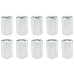 10PCS Silver Hexagon Coupling Nut M10x1mm Thread Zinc Plated Fastener for Lighting Extension Rod Splicing