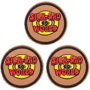 U-Sky Sew or Iron on Patches, 3pcs Iron Patches Letter Poor Sick Sad World for Clothing, Rock Music Band Badge Patches for Backpacks, Patches for Jeans, for Jacket, Size: 2.4x2.4inch
