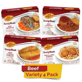 Kosher MRE Meat Meals Ready to Eat, Beef Variety (4 Pack) Prepared Entree Fully Cooked, Shelf Stable Microwave Dinner - Travel, Military, Camping, Emergency Survival Protein Food Supply Kit