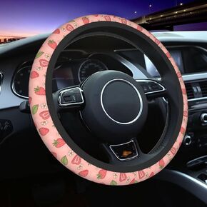 Strawberries Sunflower Steering Wheel Cover Universal 15 Inch Car Wheel Protector Car Steering Wheel Accessories Pubnico for Women Girls Gifts