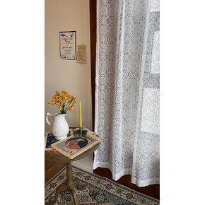 Lace Curtain Panel (Single), Hebron Pattern Drapes, Rod Pocket, White (54Wx72L)