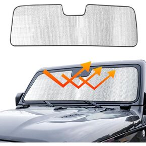 Windshield Sun shade for 2024 Jeep Wrangler, Sunshade Windshield Front Windshield Sun Shade Heat Shield Sun Visor for 2024 Jeep Wrangler JL Accessories-Foldable,Ease of Use,Sun Protection
