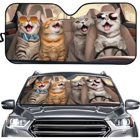 FKELYI Car Front Windshield Sun Shade,Auto Sunshade for Car Truck SUV-Blocks UV Rays Sun Visor Protector,Spotted Dog Printed