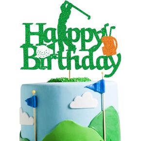 Golf Cake Topper Golf Birthday Toppers Glitter Golf Cake Decorations for Men Boys Golf Player Theme Happy Birthday Party Supplies