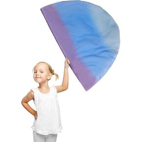 Worship Flag with Scalable Rod for Kids Children, 36" Semicircle Flex Chiffon Flag for Dance Practice Performance, Praise Flag, Divine Flag, Church Flag (B13)