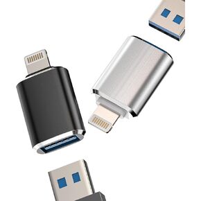 Lightning Male to USB Female Adapter Dongle(2Pack) iPhone OTG Converter for 13 12 11 14 Pro Max Xr X Xs Se 7 8Plus iPad Air Camera Card Reader USB Flash Drive Keyboard Mouse Hub MIDI U Disk Piano