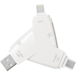 USB-C Type-C3.0 and USB3.0 Triangle Memory SD Card Reader 4 in 1 for iPhone/iPad/Android/Mac/Trail Game Camera The Viewer Supports SD/TF Card Micro SD Card Adapter