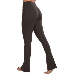 Sunzel Butterflycra High Waist Mini Flared Leggings for Women, Tummy Control Casual Flare Yoga Pants for Yoga Workout Gym 34" Seal Brown S