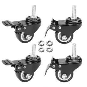 AAGUT 2" Swivel Stem Casters with Brake Lock, Screwed Bolt 5/16"- 18, Heavy Duty PU Rubber Wheels 4 Pack with Nuts